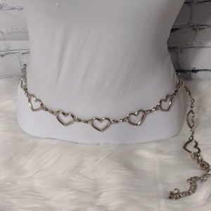 Heart Link Fashion Belt Silver Tone 31 Inch